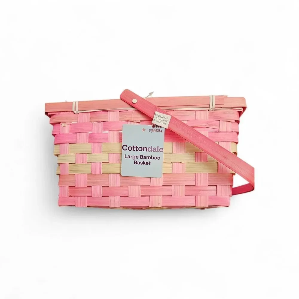 Cottondale Bamboo Woven Baskets - Set Of 4 - 2 Pink 2 Purple